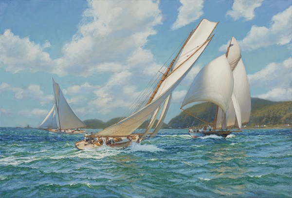 Pastime, Waitangi and Mascotte racing in the Wellington Regatta of January 22nd, 1895.